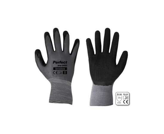 ხელთათმანი PERFECT GRIP GRAY ლატექსი, 10, BRADAS RWPGGY10