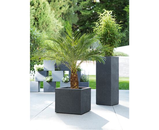 Plastic pot Scheurich STONY GREY 70/240 C-CUBE HIGH