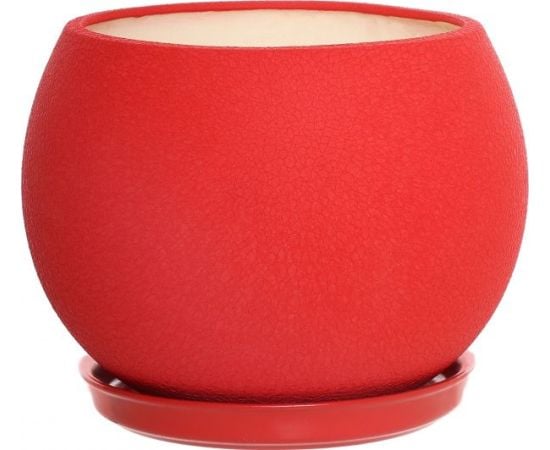 Ceramic flower pot with stand Oriana Shar Silk red 9 l