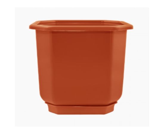 Plastic flower pot with a stand Aleana Dama 12x12 terracotta