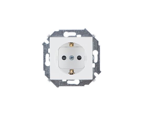 Розетка с заземлением со шторками Simon 15 1591443-030 1 местная белая
