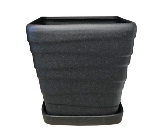 Ceramic pot Oriana Square Wave №3 black