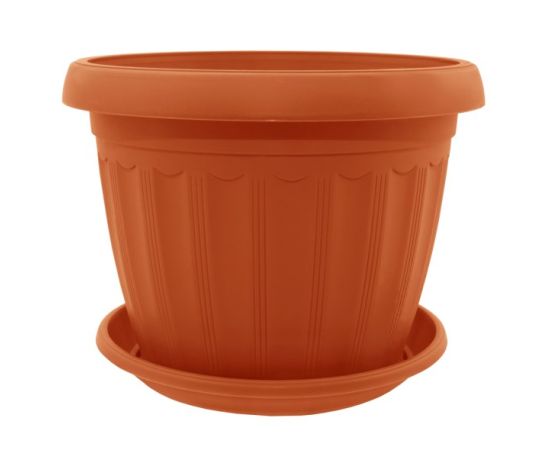 Plastic flower pot with a stand Aleana Terra 25x19 Terracotta