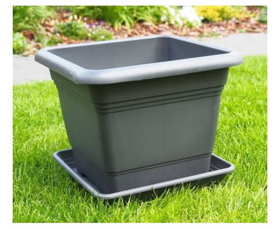 Outdoor plastic pot Scheurich 326/33 Metallic Grey