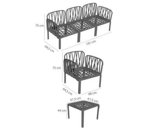 Комплект садовой мебели COMFORT TIME CT043-3-W Luna Sofa Set Antracite