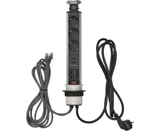 Extension tower 3 Brennenstuhl 2m 2 USB 2 RJ45