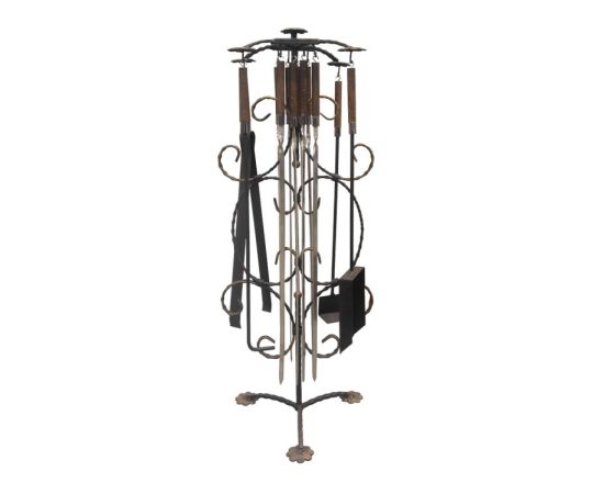 A set of forged fireplace accessories + 8 skewers A130