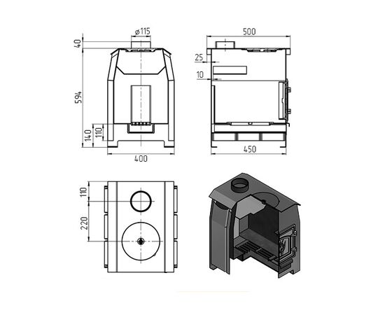 Печь отопительная Vezuvi Comfort 100 DT-3C