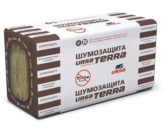 Минеральная вата URSA Terra 36 PN Шумозащита 58 dB 1250x610x50 мм 7.62 м²