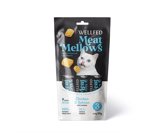 Лакомство для кошек Wellfed 30гр курица и лосось
