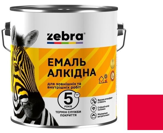 Эмаль алкидная Zebra ПФ-116 75 красная 2.8 кг