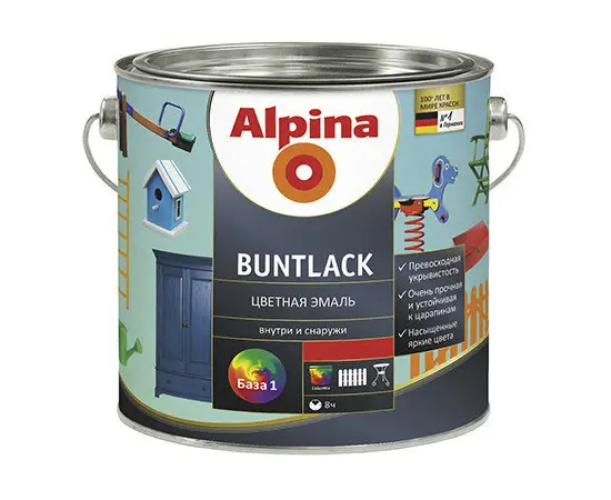 Color enamel Alpina Buntlack SM Weiss B1 2.38 l