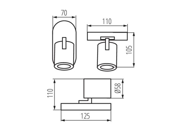 Cветильник спотовый Kanlux LAURIN EL-1O B 29121 GU10 1x MAX 35W
