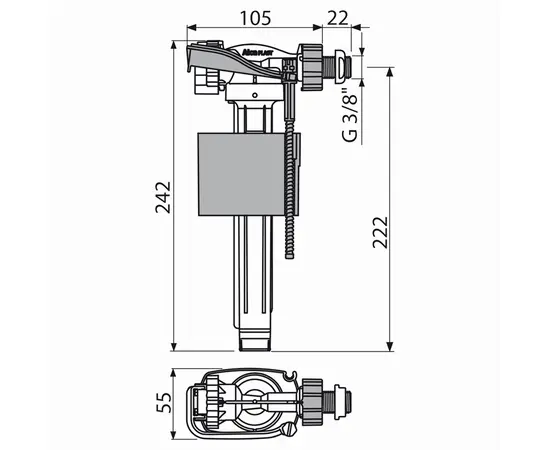Filling mechanism for installation of the side Alca Drain A160P-3/8"