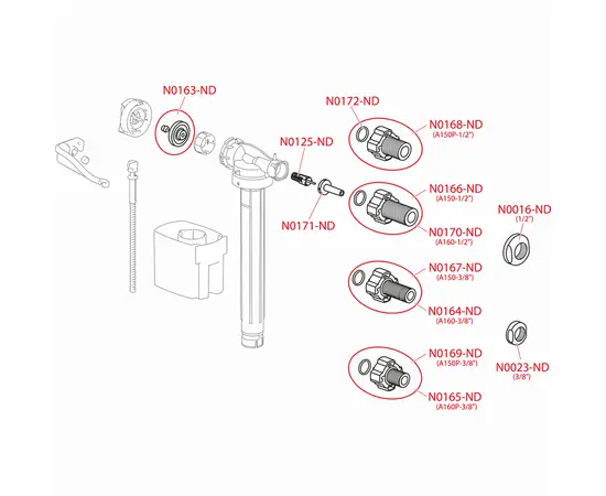 Filling mechanism for installation of the side Alca Drain A160P-3/8"