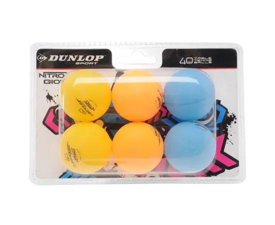 Мяч для настольного тенниса Dunlop Nitro Glow 6 шт цветные (827DN679213)