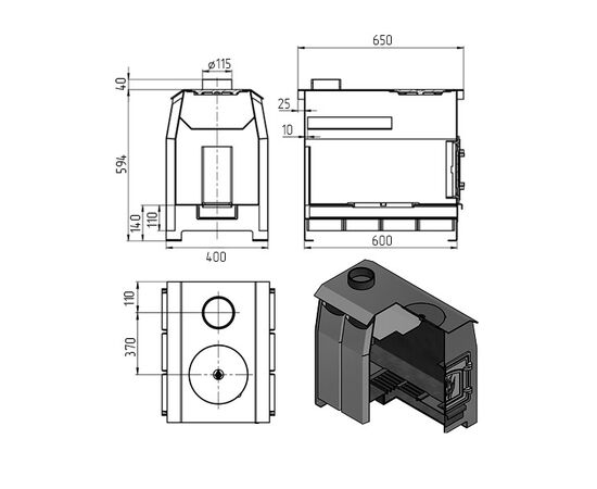 Печь отопительная Vezuvi Comfort 200 DT-3