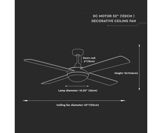 Chandelier ceiling fan V-TAC 2xE27 7918 60W