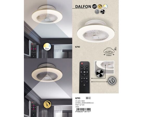 Chandelier ceiling fan Rabalux Dalfon 6710 LED 36W