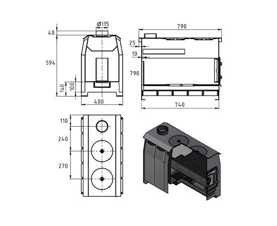 Печь отопительная Vezuvi Comfort 300 DT-3