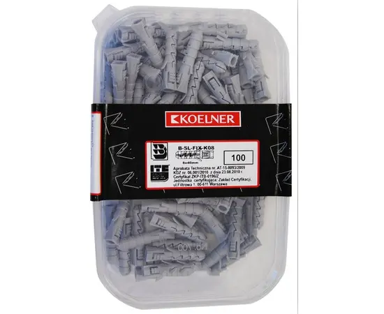 დიუბელი Koelner 8x40 მმ 100 ც FIX B-SL-FIX-K08  ყუთი