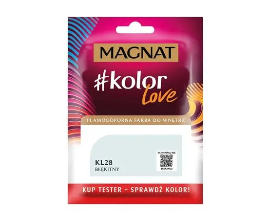 Interior paint test Magnat Kolor Love 25 ml KL28 light greenish blue