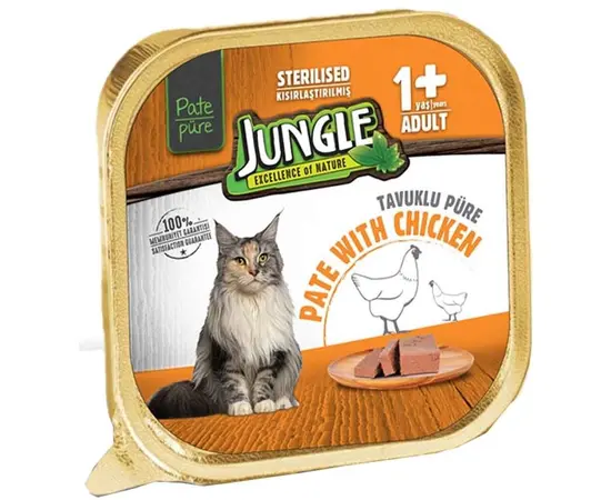 Wet food for sterile cats Jungle chicken pate 100gr