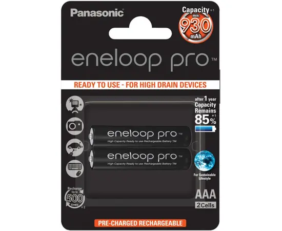 Никель-металлогидридный аккумулятор Panasonic eneloop Pro AAA 930mAh 2 шт.