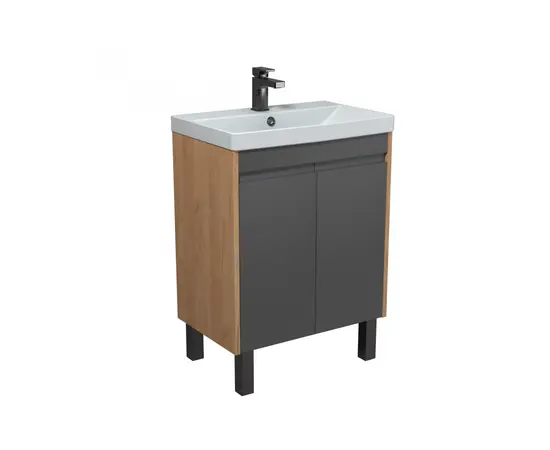 Тумба для ванной с умывальником OLIVE 60-U Wood/Grey Sempre 61 см