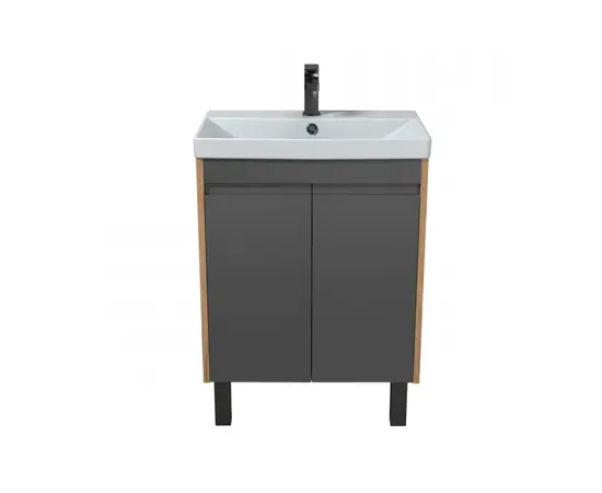 Тумба для ванной с умывальником OLIVE 60-U Wood/Grey Sempre 61 см