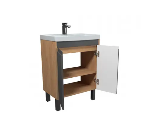 Тумба для ванной с умывальником OLIVE 60-U Wood/Grey Sempre 61 см