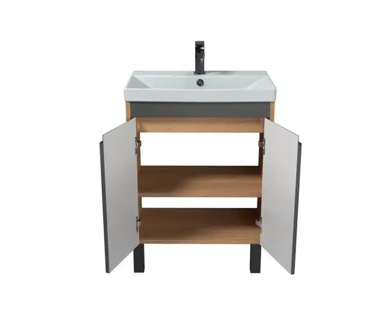Тумба для ванной с умывальником OLIVE 60-U Wood/Grey Sempre 61 см