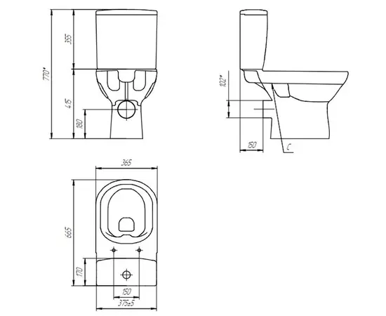 Toilet bowl Cersanit CITY Clean On 010 3/5 DPL EO