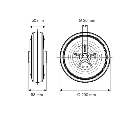 ბორბალი Tente PRU 200x50-20.1 205/410 კგ