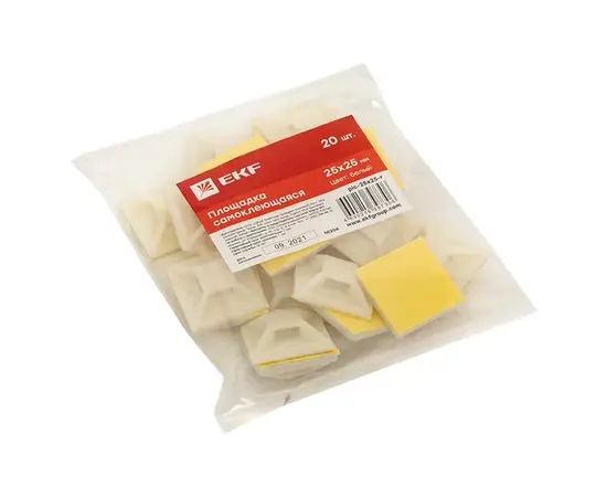Cable Tie Mount self-adhesive EKF PROXIMA 25x25mm 20pcs white