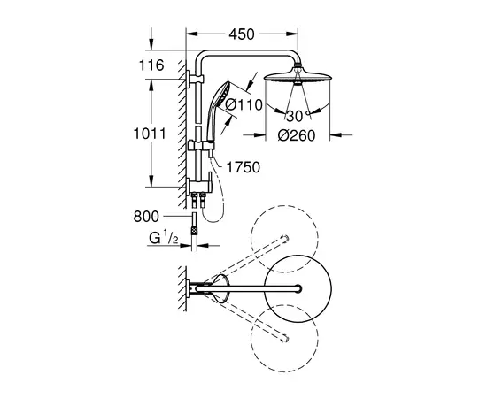 Shower system Grohe VITALIO JOY 260 +Divert 27357002