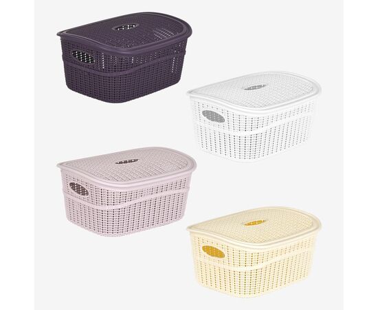 Plastic basket with lid with knitted ornamen Irak Plastik FLEXY SP-150 11 l
