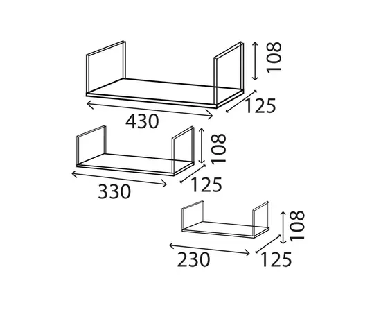 Shelves set Domax FBL 3 Shelves set LOFT 430/330/230 mm