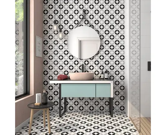 Porcelain tile Geotiles Bora Black 223x223 mm