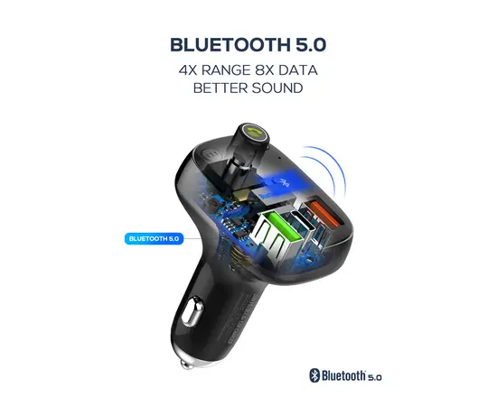 Зарядка LDNIO C704Q 30W FM Bluetooth 5.0 2 USB-A USB-C microSD TF