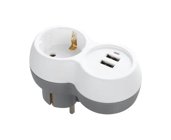 გამანაწილებელი ORNO 1 Schuko 2 USB-А თეთრი ნაცრისფერი