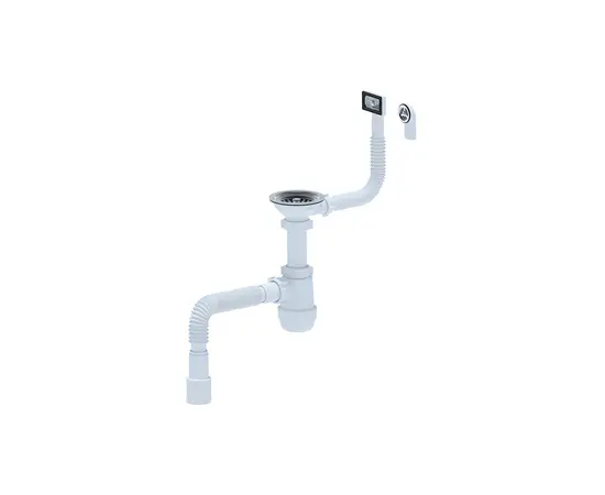 Сифон для кухонной мойки с переливом и гибкой трубой ANI PLAST A0145EUDIY 1/2" 40х40/50мм