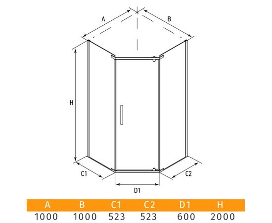 შუშა შხაპის Erlit ER10110V-C1 100x100x200 cm