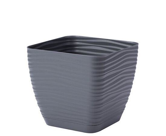 Пластиковый горшок с подставкой FORM PLASTIC Sahara petit square 3640-014 Ø19 антрацит