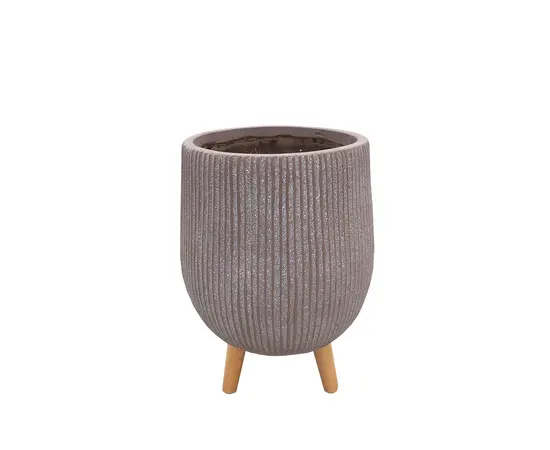 Pot ceramic Nuovo pot on stand taupe h33xd22 cm