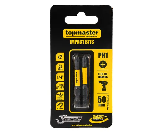ბიტა დარტყმითი TOPMASTER 338730 PH1 50 მმ  2 ც