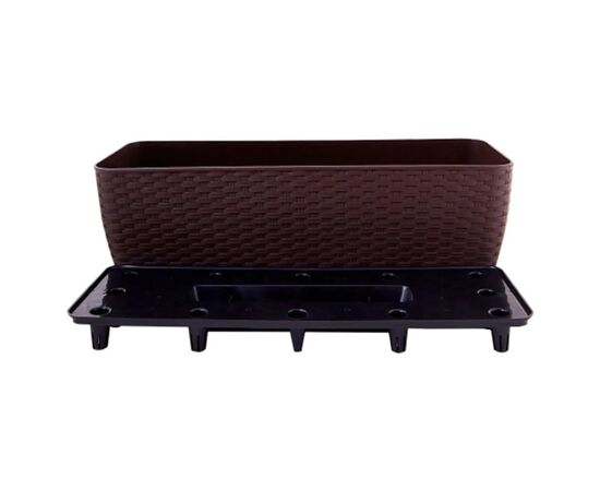 Горшок пластиковый со вставкой Aleana Rotang 50x18см темно коричневый