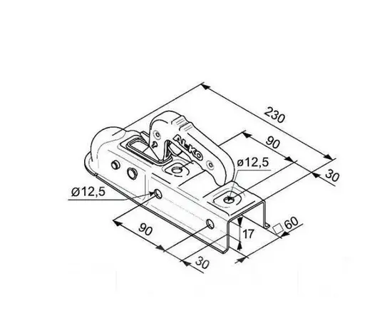 Coupling device AK 7 V 60mm horizontal/vertical mounting 1224743