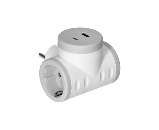გამანაწილებელი ORNO 2 Schuko USB-А С თეთრი ნაცრისფერი