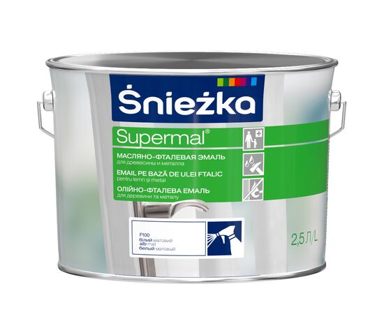 ემალი ზეთოვან-ფთალური Sniezka Supermal 2.5 ლ მქრქალი თეთრი